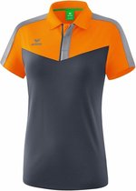 Erima Squad Polo Dames Slate Grijs-Monument Grijs-New Oranje Maat 34