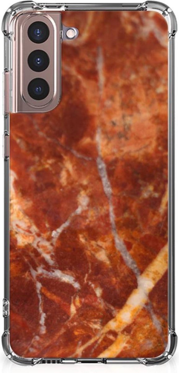 Samsung Galaxy S21 Plus Anti-Shock Hoesje Marmer Bruin