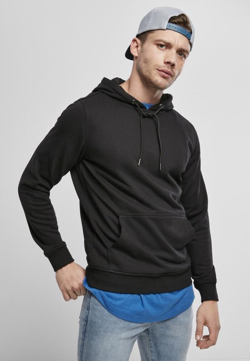 Urban Classics Basic Terry Hoodie Heren Trui met capuchon – S Zwart