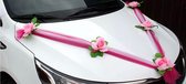 JANET Trouwauto Decoratie - Bloemen op de Motorkap - Rozen met Tule Bruiloft Versiering - Rozen Guirlande op de Auto Huwelijk