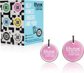 Étiquette THNX - Code QR sécurisé - Bagage / Étiquette de bagage / Porte-clés - 3 pièces - Rose
