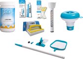 Zwembad starterspakket Medium - inclusief chloortabletten, chloordrijver, testcontrolestrips, thermometer, scrubborstel, reparatiekit en onderhoudsset