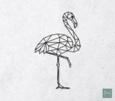 Laserfabrique Wanddecoratie - Geometrische Flamingo - Medium - Zwart - Geometrische dieren en vormen - Houten dieren - Muurdecoratie - Line art - Wall art