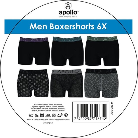 Boxershort heren - Heren ondergoed - Boxershorts jongens - Assorti zwart -  Maat XL - 6... | bol.com