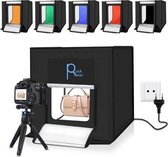 Quick retail - Fotostudio - Lightbox - 40x40x40cm - Incl. LED verlichting + 6 kleuren achtergronden