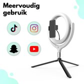 Ringlamp met Statief en Telefoonhouder - Selfie Ring Light - TikTok Lamp - Ringlicht - Studiolamp - Vlog Ring Lamp - Ringlight - Wit