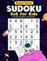 Sudoku for Kids: 6x6 Very Easy 100 Puzzles Games Book with Solution for Beginners Vol.1 Space Themed, Kids Ages 6-10