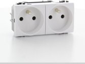 Bticino Living Light dubbel stopcontact voorbekabeld 2X2P+A 16A wit - N4142M2AN