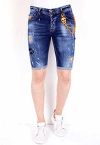 Exclusieve Korte Broek Heren met Verfspatten - 1016 - Blauw