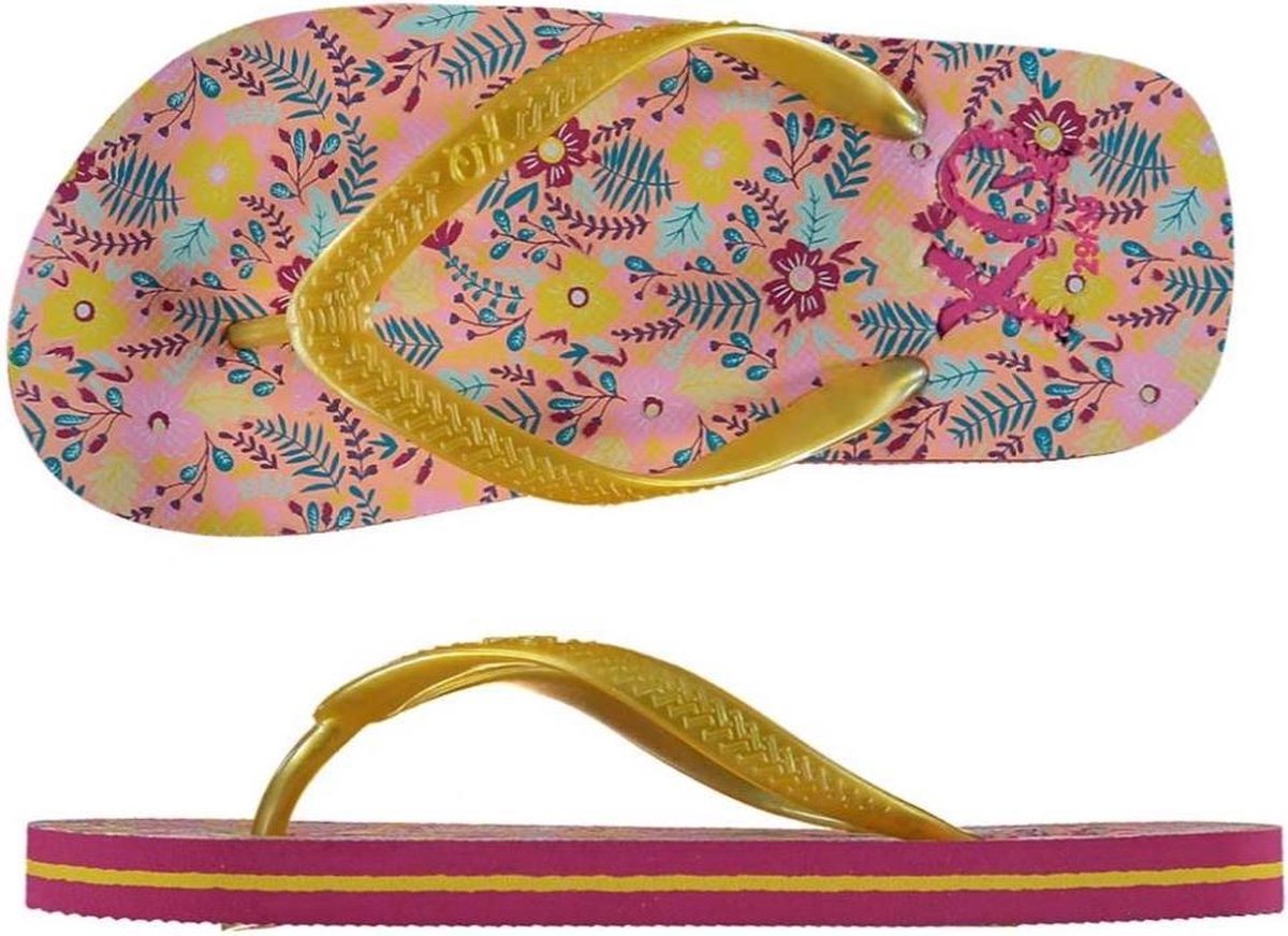 XQ Footwear Slippers Tropisch Meisjes Roze/geel Maat 35-36 - Schoenen.nl