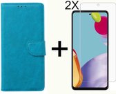 BixB Samsung A52 / A52s hoesje - Met 2x screenprotector / tempered glass - Book Case Wallet - Turquoise