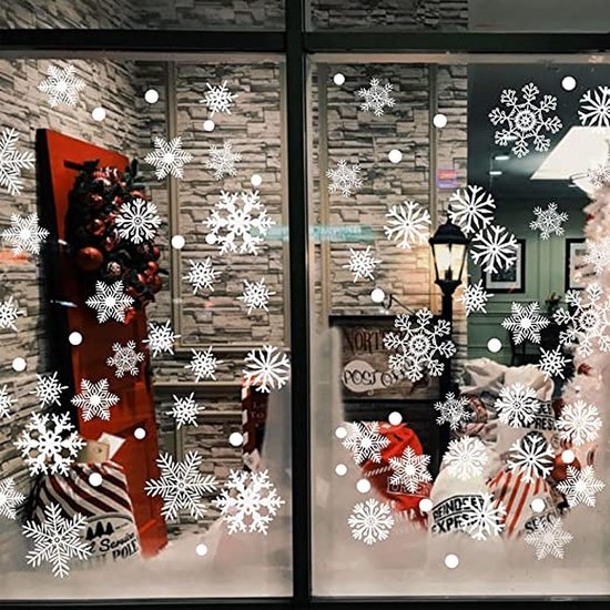 Raamsticker kerst - Decoratie kerstmis - Sticker Kerst - kerstkristallen  raam groot -... | bol