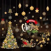 Raamsticker kerst - Decoratie kerstmis - Sticker Kerst - Kerst goud slee - kerstversiering Raam - Kerstdecoratie Raam - Raamdecoratie winter