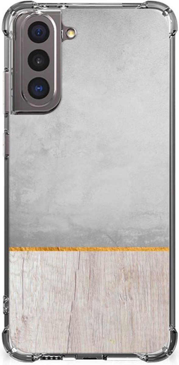 Samsung Galaxy S21 Stevig Telefoonhoesje Wood Concrete