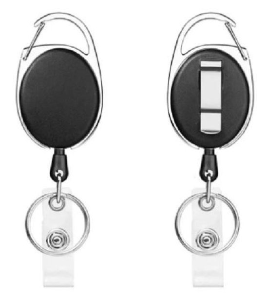 Porte-badge - Porte-clés avec cordon de serrage - Montre d'infirmière - Cordon d'infirmière - noir AVEC CLIP - Emballage I-deLuxe