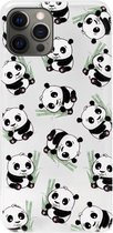 ADEL Siliconen Back Cover Softcase Hoesje Geschikt voor iPhone 12 (Pro) - Panda Liggend