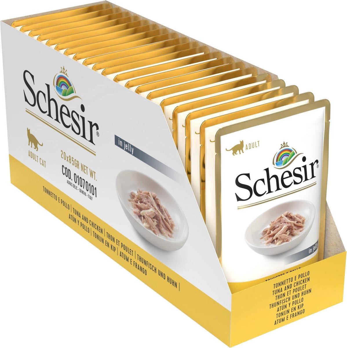 Schesir Kattenvoer Pouch Tonijn - Kip in Gelei 85 gr
