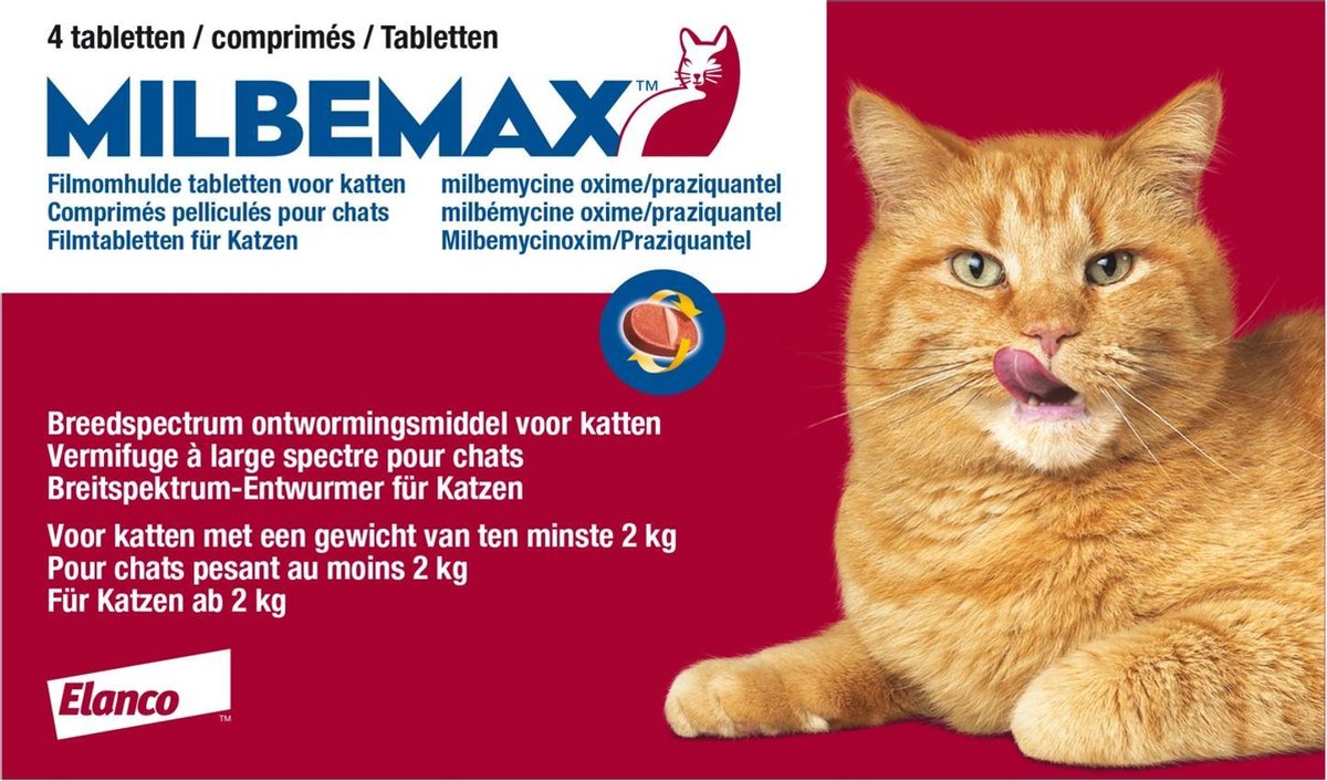 onstabiel gen Onzeker Milbemax Kat Ontwormingsmiddel 2 x 2 tabletten | bol.com