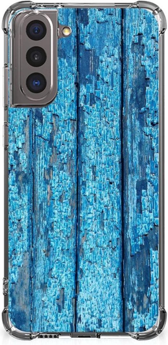Samsung Galaxy S21 Stevig Telefoonhoesje Wood Blue
