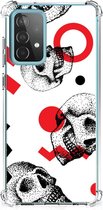 Telefoonhoesje Geschikt voor Samsung Galaxy A52 4G/5G Stevige Bumper Hoesje met transparante rand Skull Red