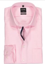 OLYMP Modern Fit overhemd - roze twill met ingeweven dessin (contrast) - boordmaat 40