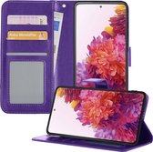 Hoesje Geschikt voor Samsung S20 FE Hoesje Book Case Hoes Wallet Cover - Hoes Geschikt voor Samsung Galaxy S20 FE Hoesje Bookcase Hoes - Paars