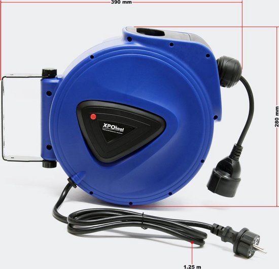 XPOtool automatische kabelhaspel 10m, 180 ° zwenkbaar met muurbeugel,  kabeltrommel,... | bol.com