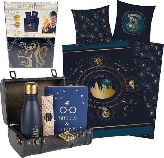 HARRY POTTER Dekbedovertrek Golden Logo Eenpersoons 140x200cm katoen