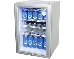 Gastro-Cool KW65 - Mini koelkast met glazen deur 62 Liter - Zilver/Zilver/Wit 204401