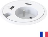 Powerdot 79mm stopcontact met 2x usb lader wit