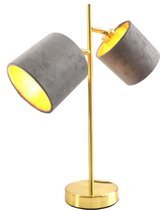 Olucia Tamer - Moderne Tafellamp - Metaal/Stof - Goud;Grijs