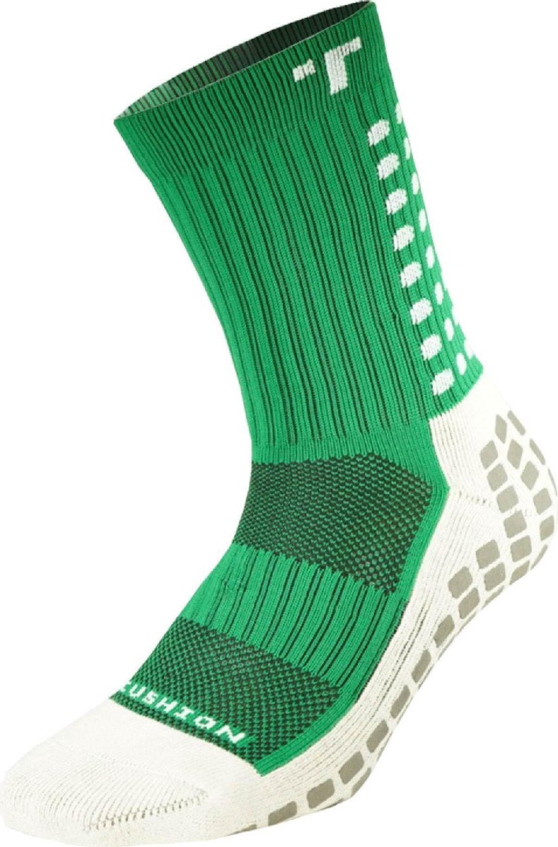 Groene Trusox 2.0 Mid-Calf Crew trainingssokken met demping, maat 39-43,5, voor optimale grip en pasvorm.