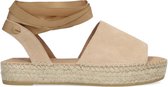 Manfield - Dames - Beige suède plateau sandalen - Maat 41