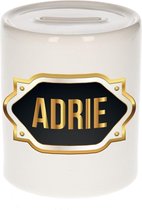 Adrie naam cadeau spaarpot met gouden embleem - kado verjaardag/ vaderdag/ pensioen/ geslaagd/ bedankt