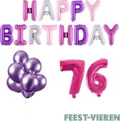 76 jaar Verjaardag Versiering Ballon Pakket Pastel & Roze