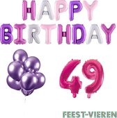 49 jaar Verjaardag Versiering Ballon Pakket Pastel & Roze