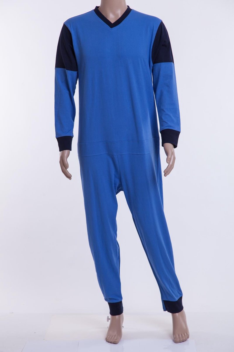 Hansop pyjama met een been & rugrits - Lange Mouwen - Donkerblauw