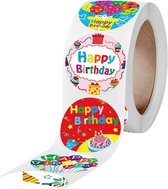 Happy birthday Stickers rond - stickers op rol 500 stuks - verjaardag stickers -500 stuks - verschillende varianten - 4x4cm