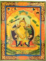 Boeddha Manjushri Houten Thangka Paneel (66 x 52 cm)