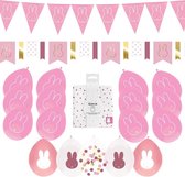 Geboorte Nijntje Roze Feestpakket - Geboorte Versiering Decoratie - Ballonnen, Slingers En Servetten