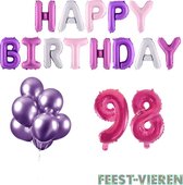 98 jaar Verjaardag Versiering Ballon Pakket Pastel & Roze