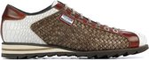 Harris Sneakers Heren - Lage sneakers / Herenschoenen - Leer - 2817 vlecht - Crocoprint  -  Bruin combi - Maat 43.5