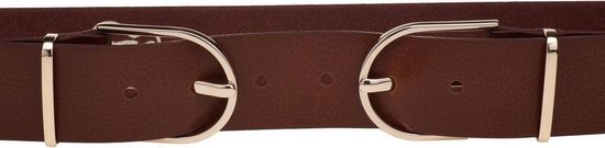 Elvy Fashion - Double Belt Women 40497 - Cognac - Size 85