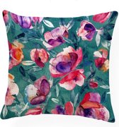 Moodadventures | Kussens | Kussenhoes Turquoise Flowers | 45x45 | Sierkussenhoes