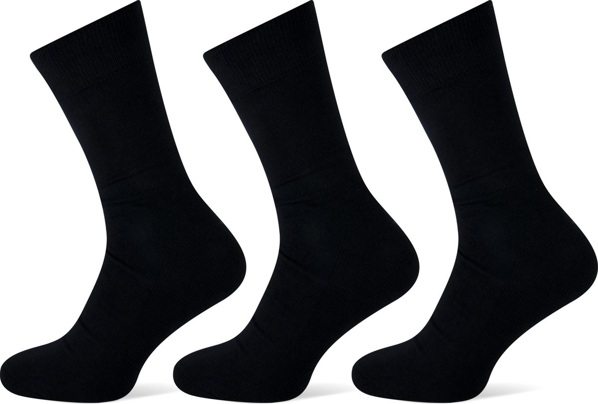 Teckel comfort sokken badstof zool - zwart - 36/42 - 3 pack