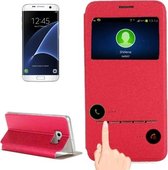 Voor Galaxy S7 Edge / G935 Horizontale lederen flip-hoes met houder en oproepweergave-ID (rood)