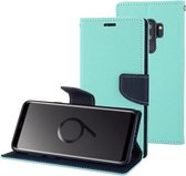 GOOSPERY FANCY DAGBOEK voor Galaxy S9 + Cross Texture Horizontale Flip Leren Case met Kaartsleuven & Portemonnee & Houder (Mintgroen)