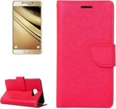 Voor Galaxy C5 Cross Texture lederen tas met houder en kaartsleuven en portemonnee (rood)