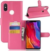 Litchi Texture Horizontale Flip Leren Case voor Xiaomi Mi 8 SE, met Portemonnee & Houder & Kaartsleuven (Rose Red)