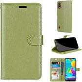 Voor Samsung Galaxy M01 Pure Color Horizontale Flip PU lederen tas met houder & kaartsleuven & portemonnee & fotolijst (groen)